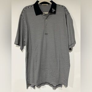 Vintage Peter Millar Skull Bones Mens Polo Large Black White Striped Cotton Golf